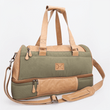 Golf Bag | Wax Canvas with Genuine Leather Sage Canvas with Hazelnut Leather / Gunmetal (default) Travel Golf Bag