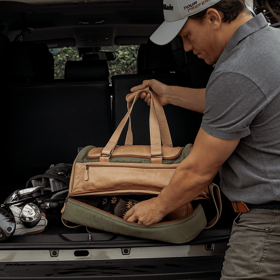 Golf Bag | Wax Canvas with Genuine Leather Travel Golf Bag Canvas & Leather by Thandana