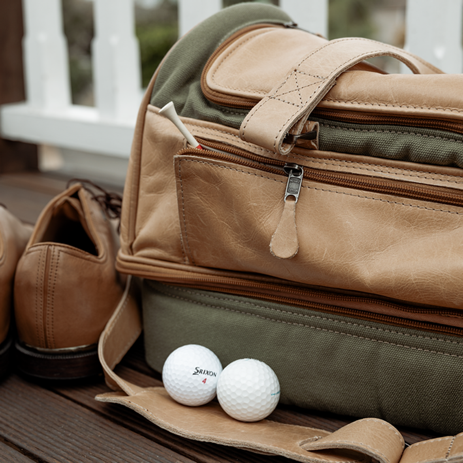 Golf Bag | Wax Canvas with Genuine Leather Travel Golf Bag Canvas & Leather by Thandana