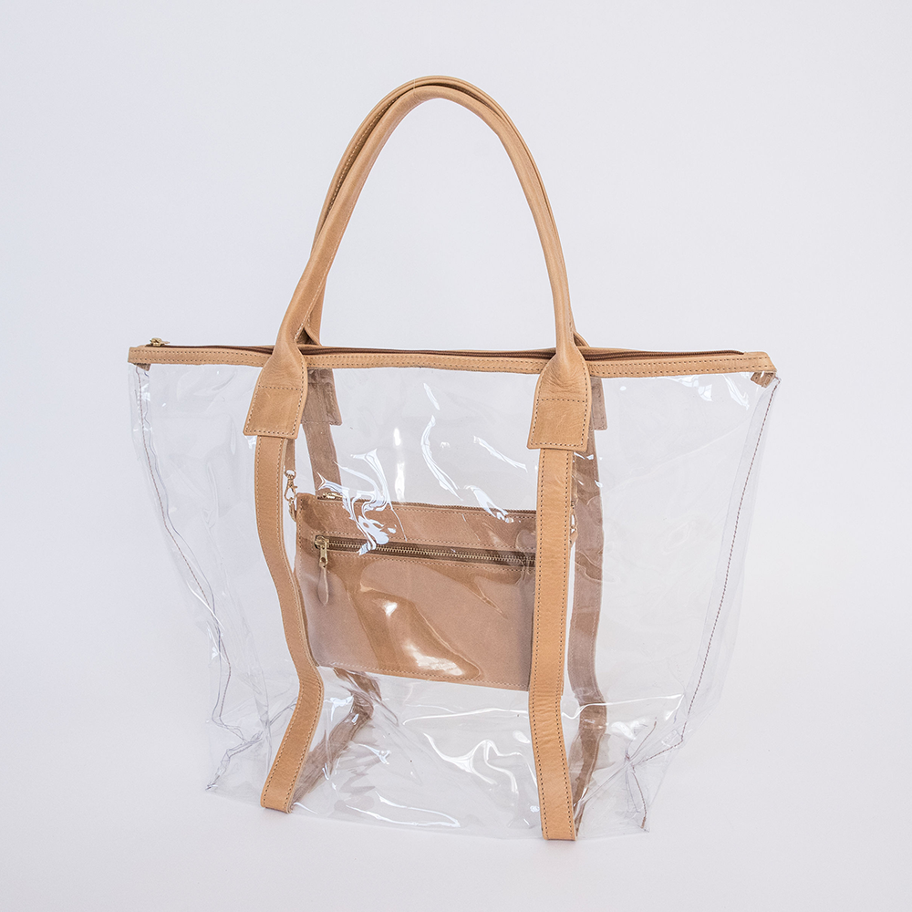 Island Hopper Tote | High Grade Pvc with Genuine Leather Handbag by Thandana