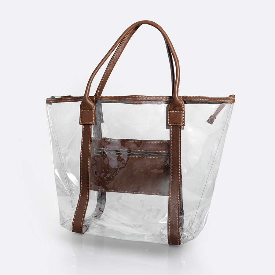 Island Hopper Tote | High Grade Pvc with Genuine Leather Handbag by Thandana
