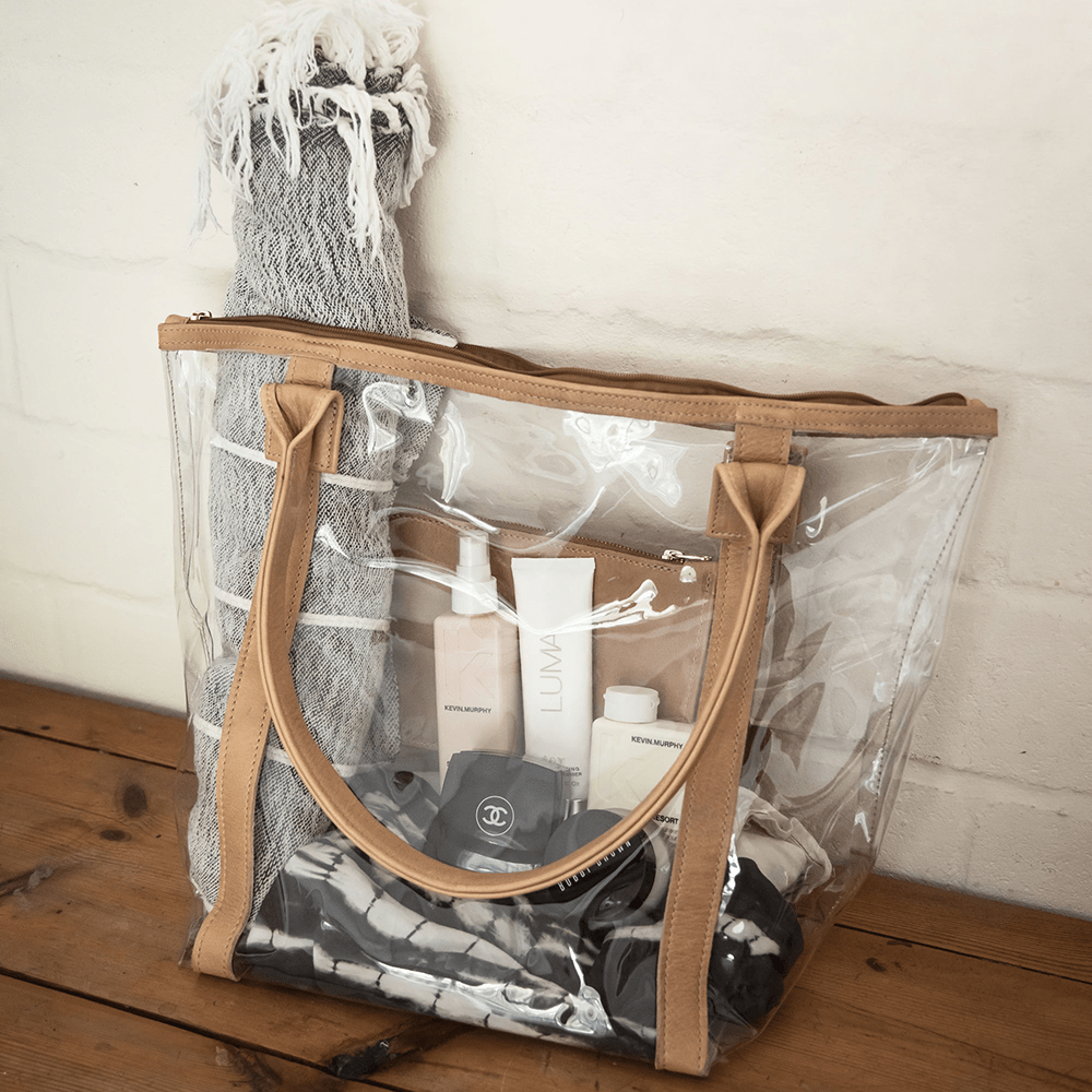 Island Hopper Tote | High Grade Pvc with Genuine Leather Handbag by Thandana