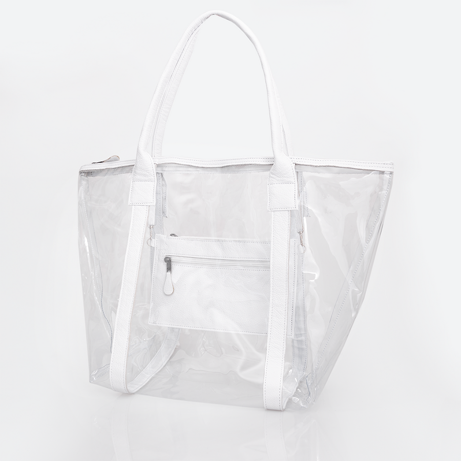 Island Hopper Tote | High Grade Pvc with Genuine Leather Handbag by Thandana