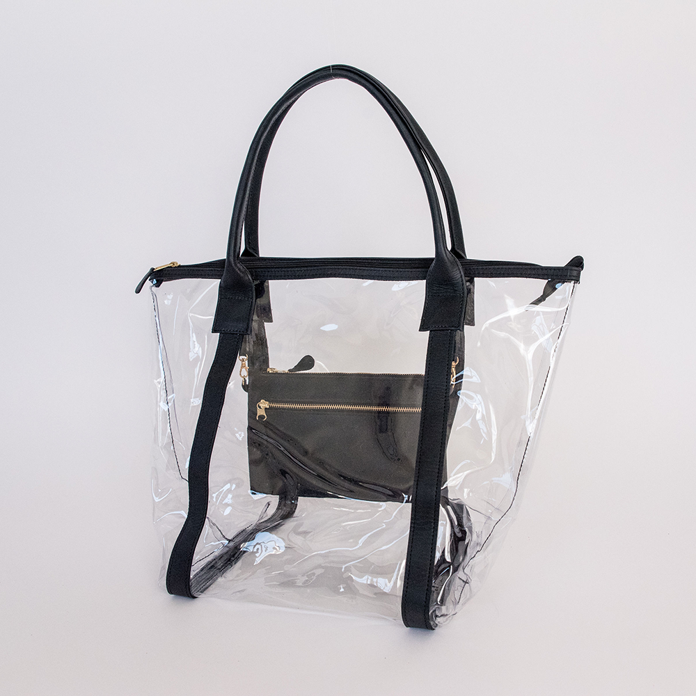 Island Hopper Tote | High Grade Pvc with Genuine Leather Handbag by Thandana