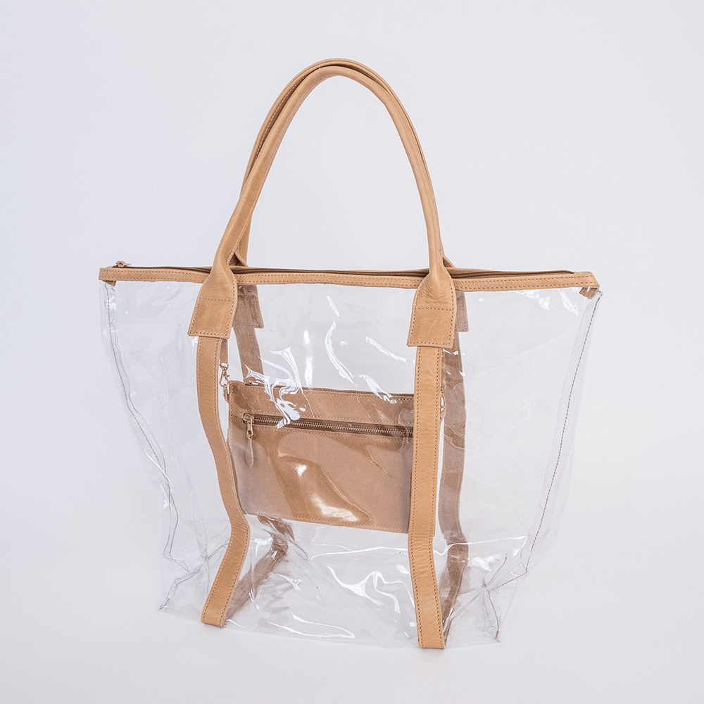 Island Hopper Tote | High Grade Pvc with Genuine Leather Hazelnut Leather / Gunmetal (default) Handbag by Thandana