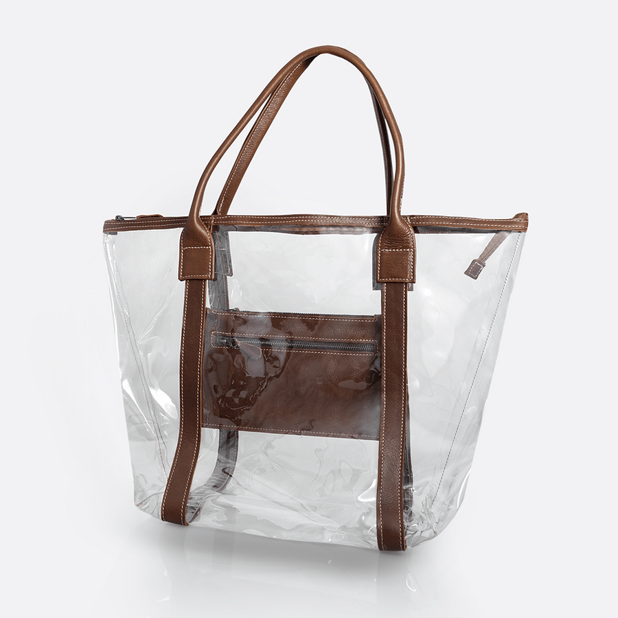 Island Hopper Tote | High Grade Pvc with Genuine Leather Tobac Leather / Gunmetal (default) Handbag by Thandana