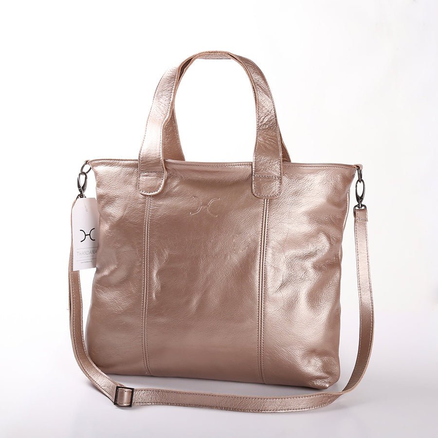 Jax Handbag | Genuine Leather Champagne Leather / Gunmetal (default) Handbag by Thandana
