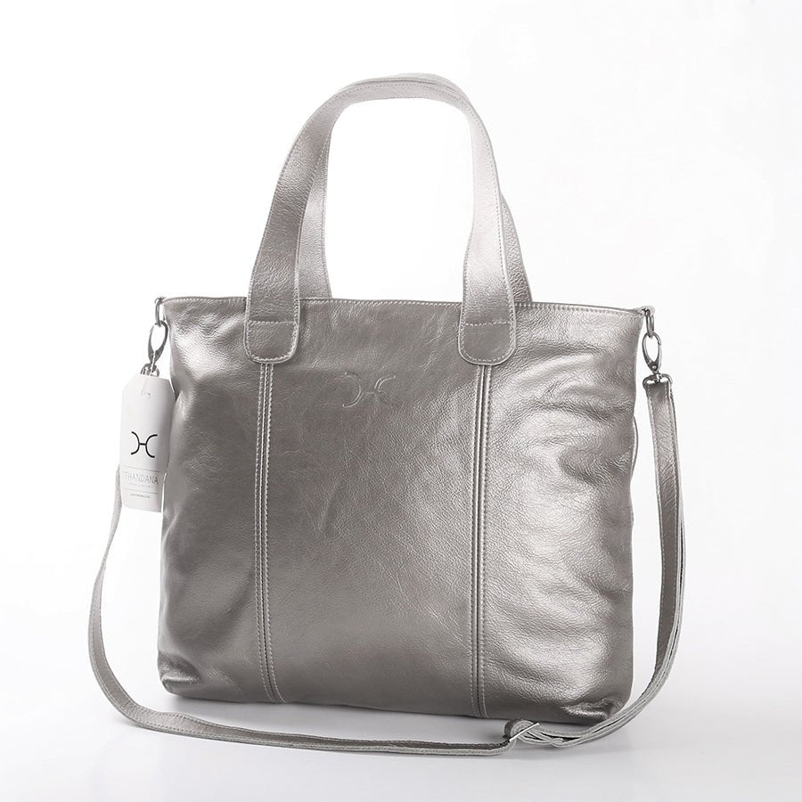 Jax Handbag | Genuine Leather Silver Leather / Gunmetal (default) Handbag by Thandana