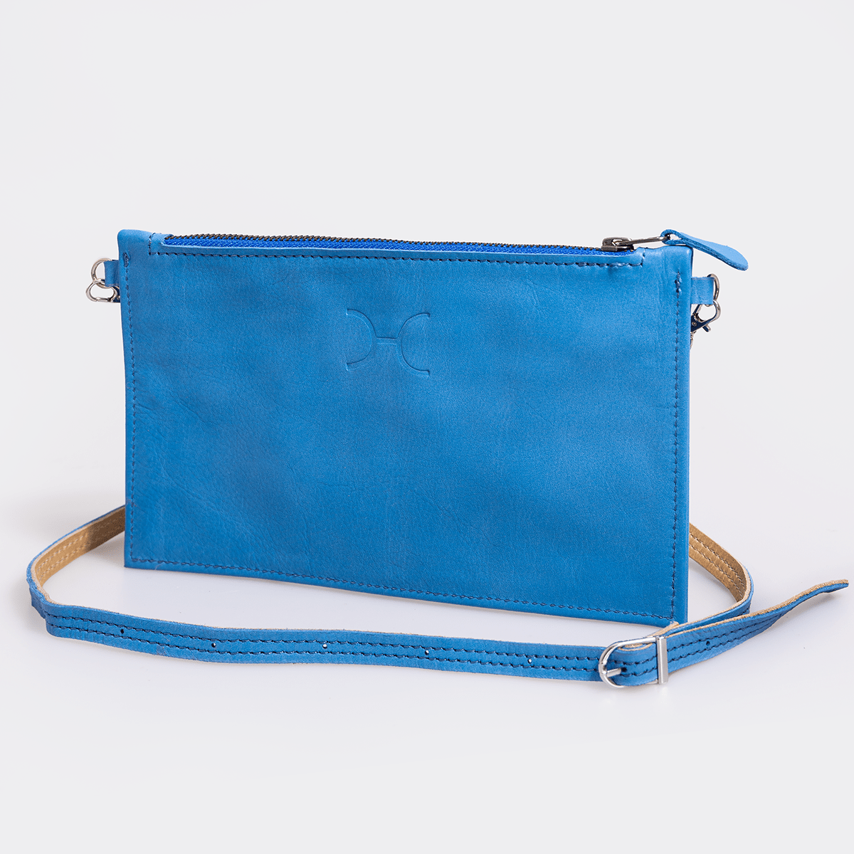 Jaynie Crossbody Sling | Genuine Leather Electric Blue Leather / Gunmetal (default) Crossover Handbag by Thandana