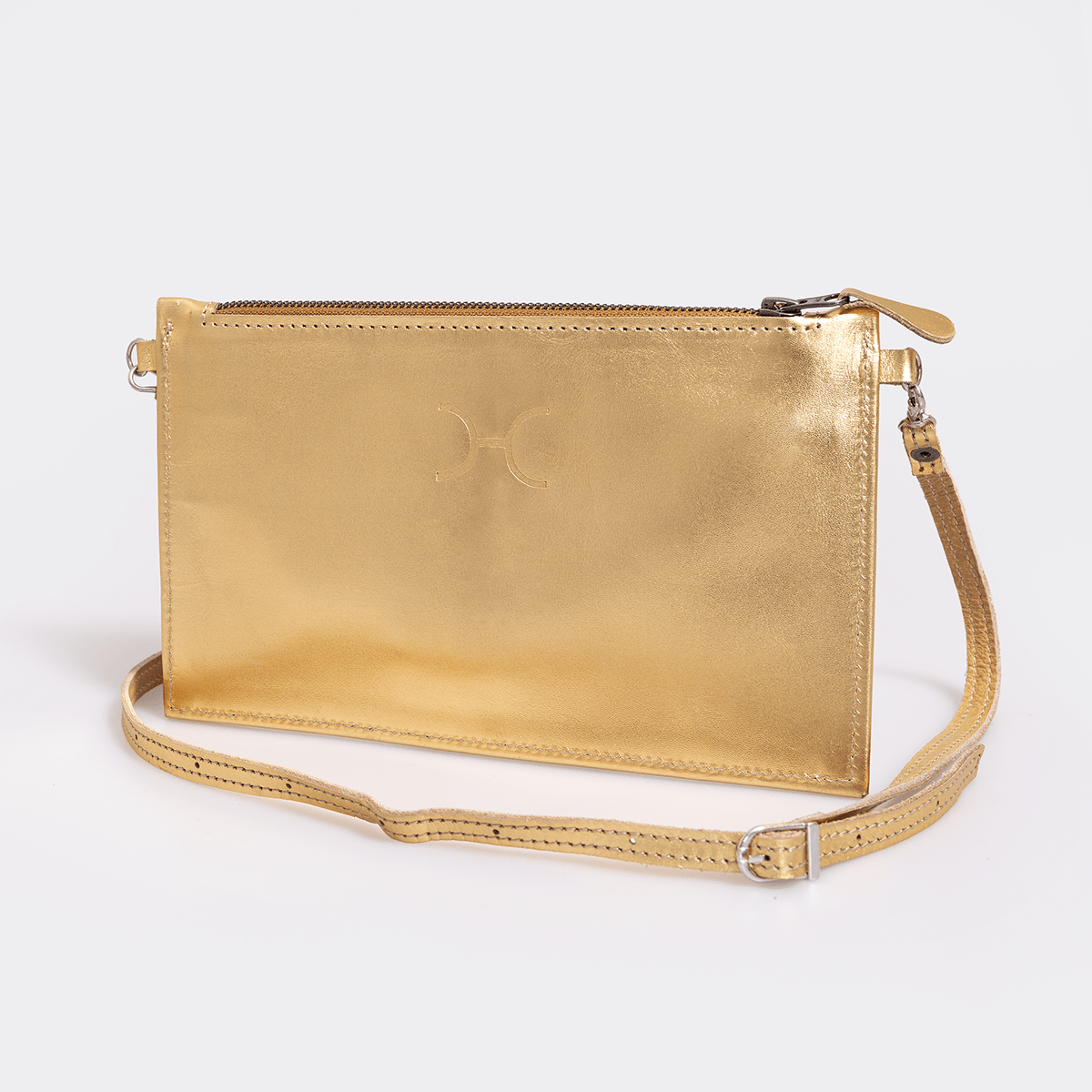 Jaynie Crossbody Sling | Genuine Leather Electric Gold Leather / Gunmetal (default) Crossover Handbag by Thandana