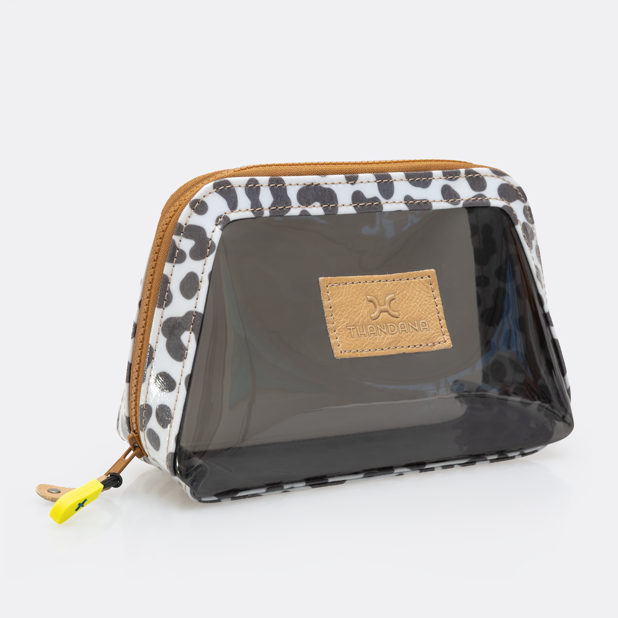 Jelly Clear View Beauty Case | Tpu Silicon & Laminated Fabric Black - Cheetah - White / Chunky Zip Jelly - Small Case