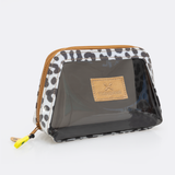 Jelly Clear View Beauty Case | Tpu Silicon & Laminated Fabric Black - Cheetah - White / Chunky Zip Jelly Range - Tote