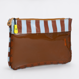 Jelly Clear View Essentials Pouch | Tpu Silicon & Laminated Fabric Brown - Coastal - Stripe / Chunky Zip Jelly - Pouch
