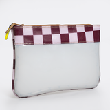 Jelly Clear View Essentials Pouch | Tpu Silicon & Laminated Fabric White - Checkmate - Cherry / Chunky Zip Jelly