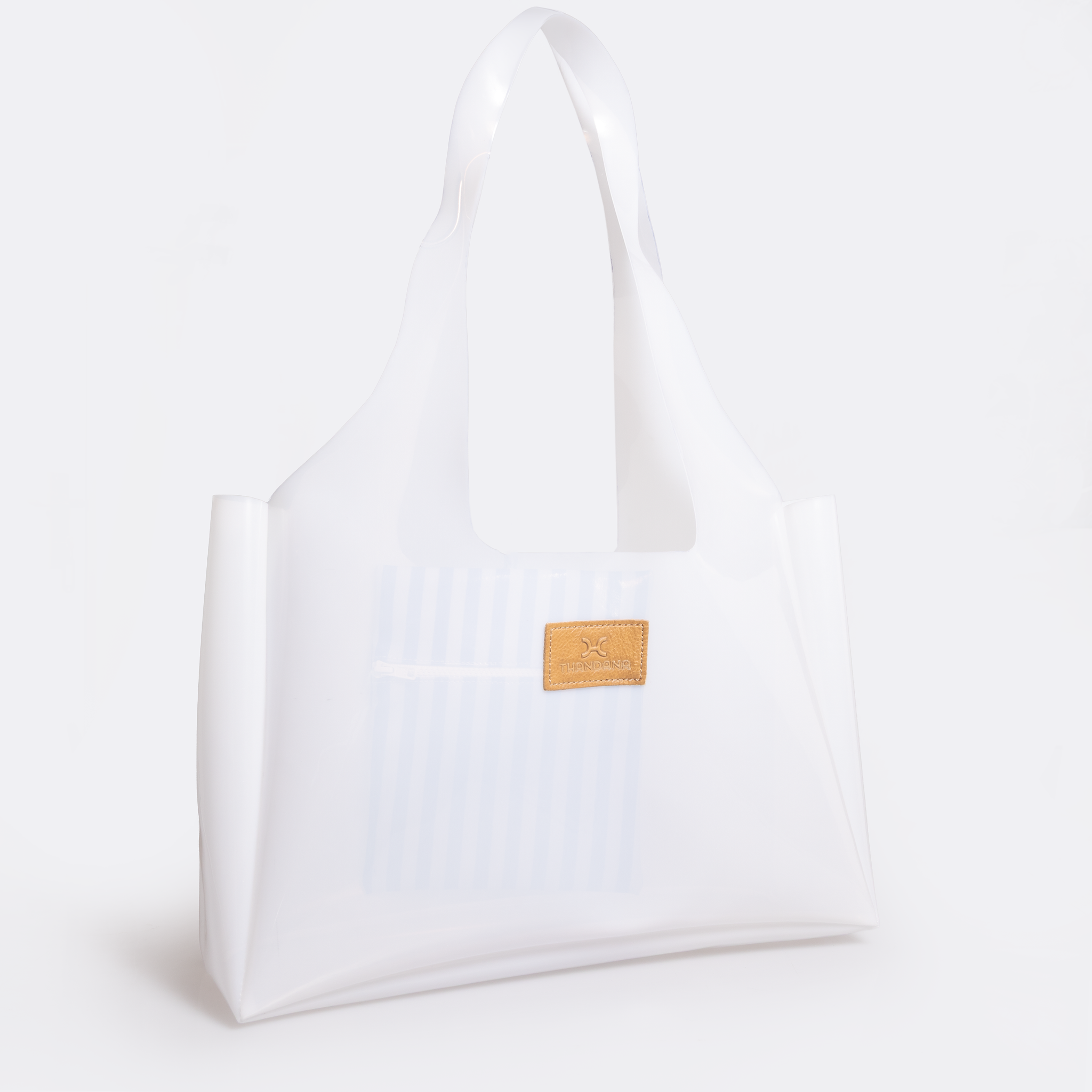 Jelly Clear View Tote | Tpu Silicon & Laminated Fabric White - Linear - Jet / Chunky Zip Jelly Range - Tote by Thandana