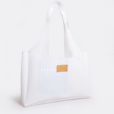 Jelly Clear View Tote | Tpu Silicon & Laminated Fabric White - Linear - Jet / Chunky Zip Jelly Range - Tote by Thandana