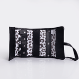 Jewellery Wrap | Genuine Leather Black Leather with Cheetah White Jewellery Wrap by Thandana