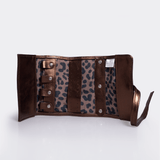 Jewellery Wrap | Genuine Leather Bronze Leather with Cheetah Coffee Jewellery Wrap by Thandana