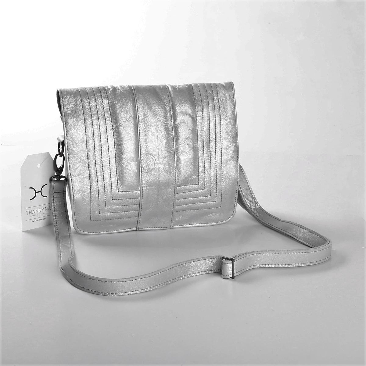 Katie Sling Clutch | Genuine Leather Pewter Leather Katie Sling Clutch by Thandana
