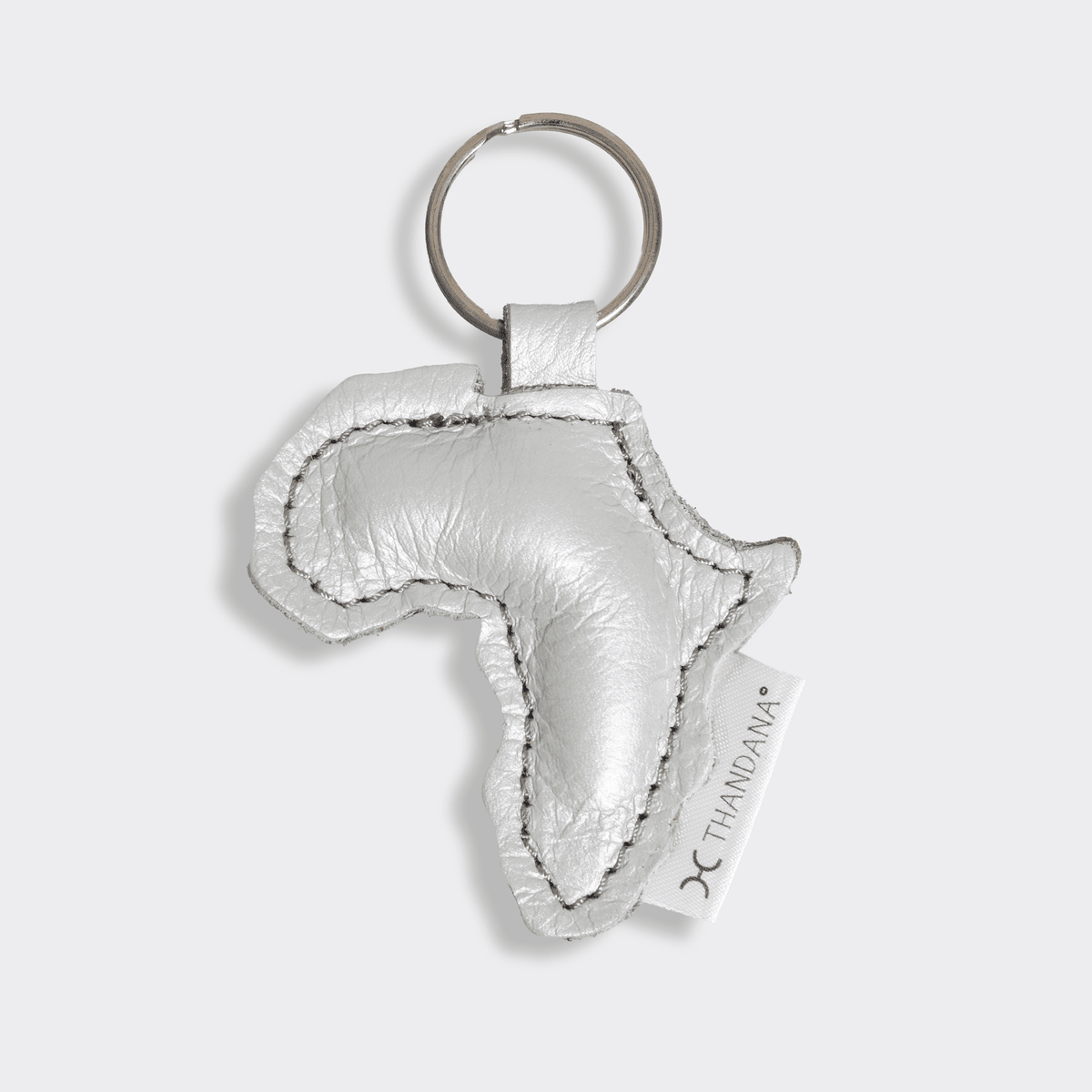 Key Ring Africa | Genuine Leather Silver Leather Key Ring by Thandana