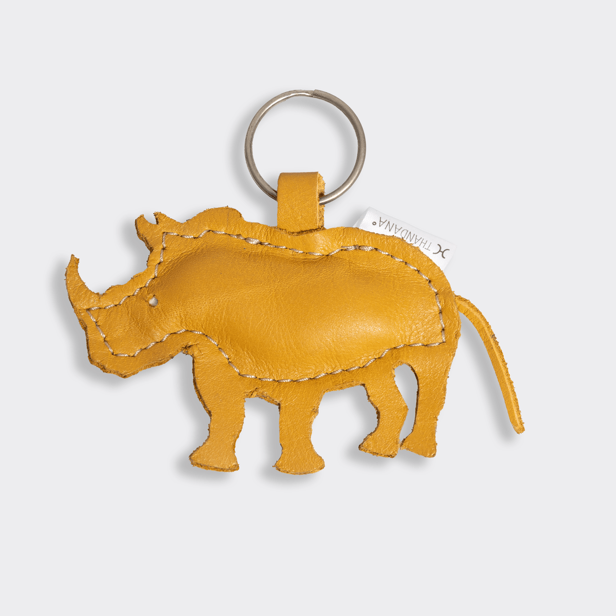 Key Ring Animal | Genuine Leather Mustard Rhino Leather Key Ring by Thandana