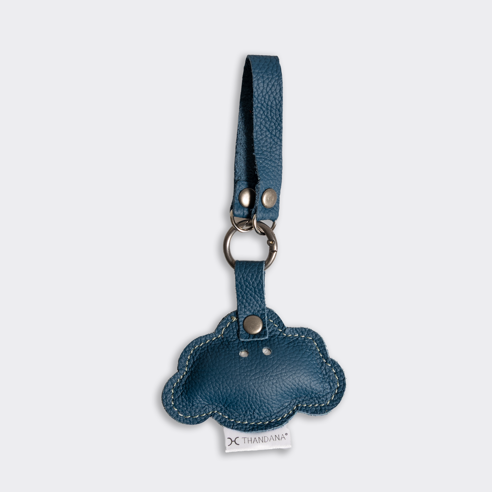 Key Ring Charms | Genuine Leather Aqua Happy Cloud Leather Key Ring by Thandana