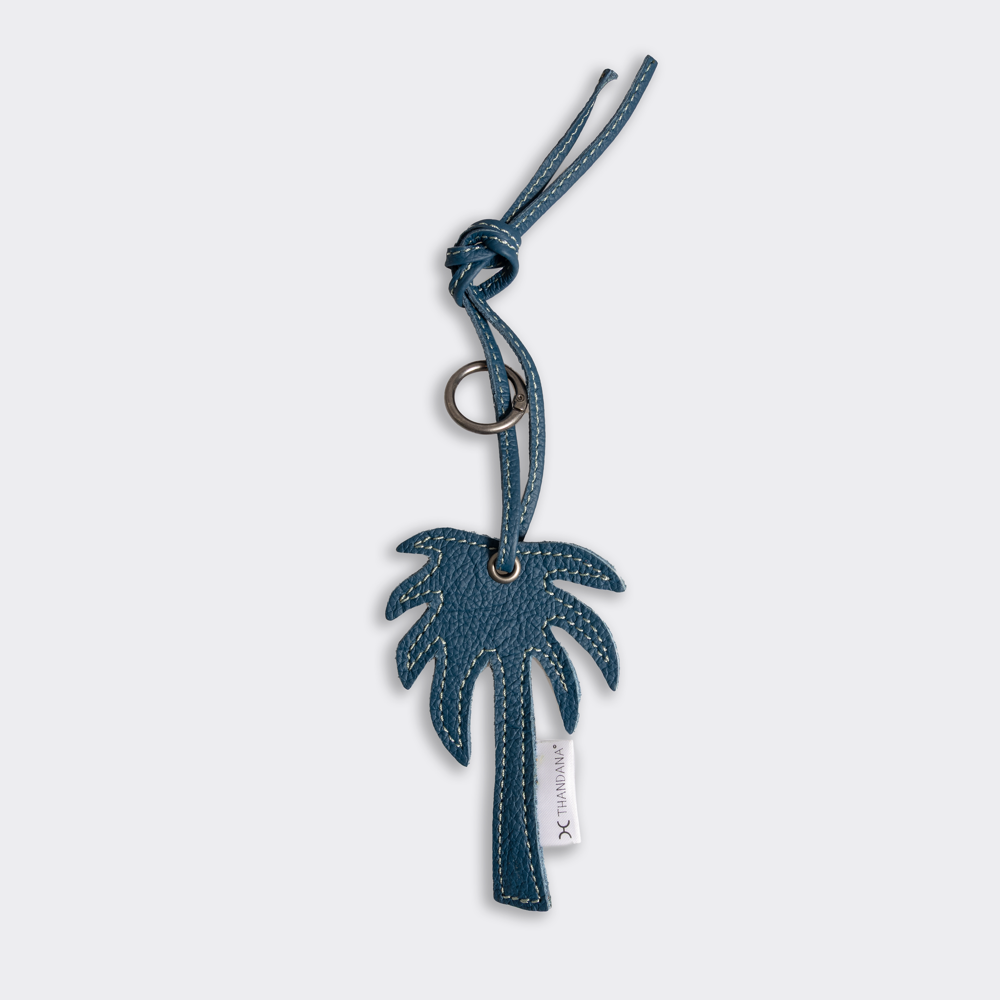 Key Ring Charms | Genuine Leather Aqua Palm Tree Leather Key Ring by Thandana