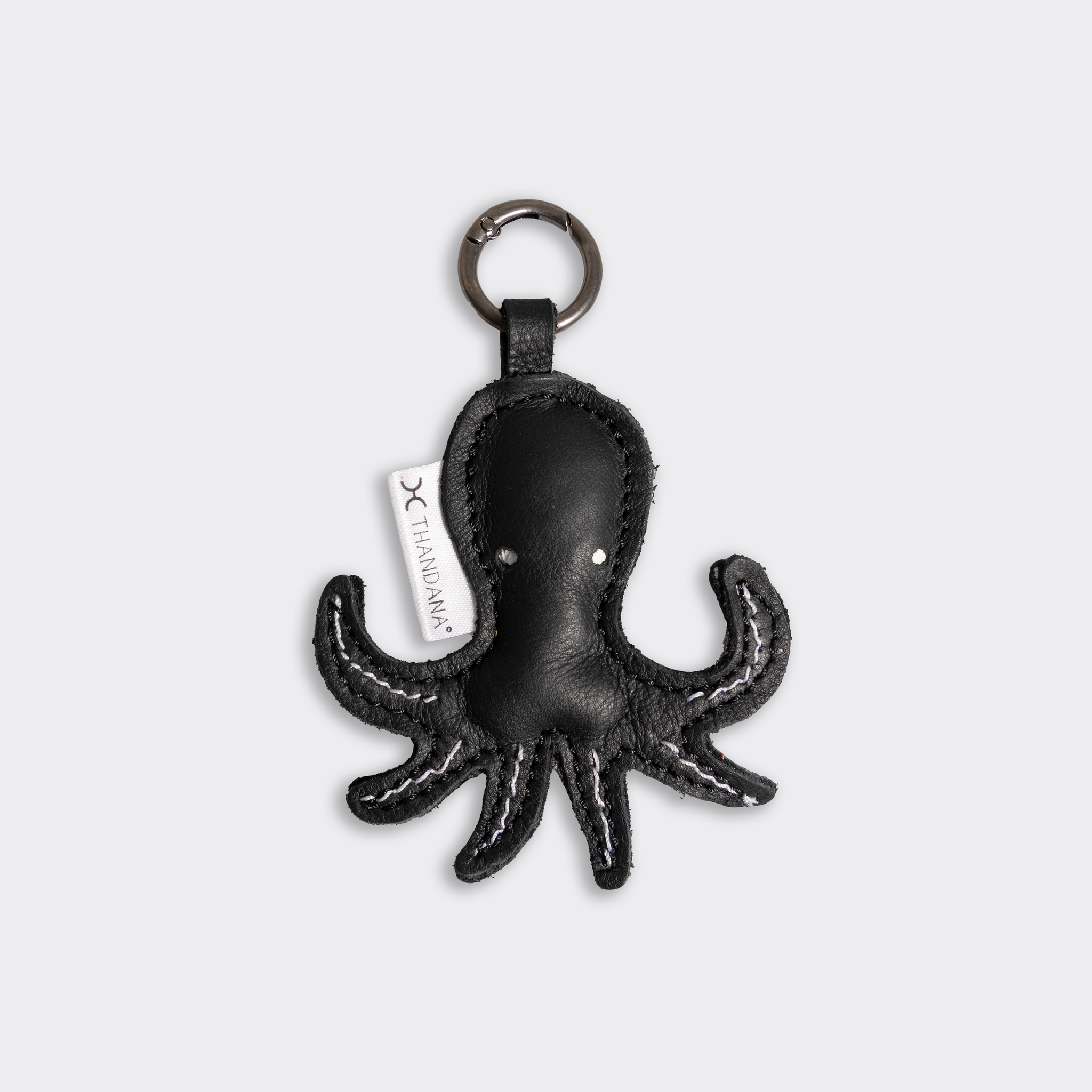 Key Ring Charms | Genuine Leather Black Octo Leather Key Ring by Thandana