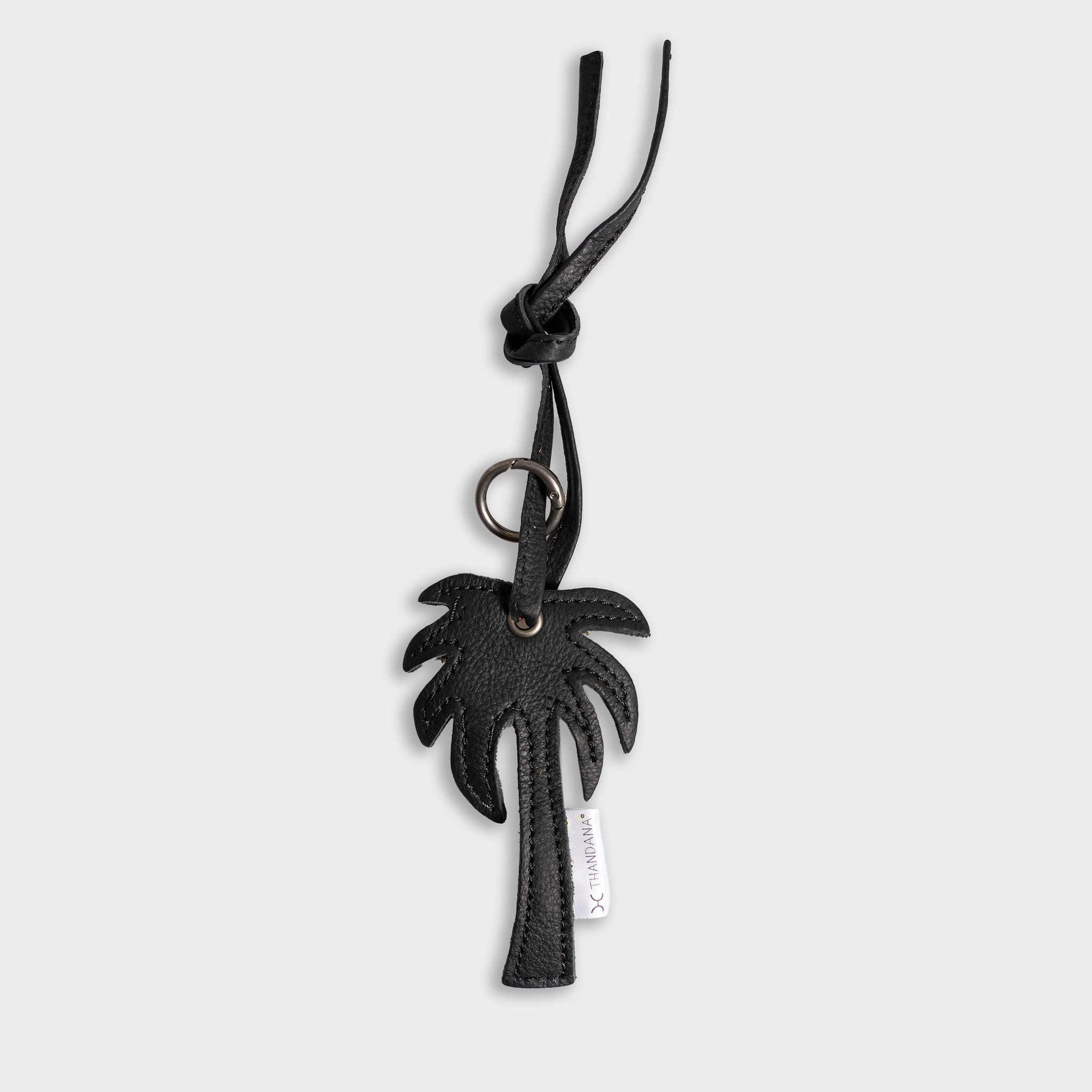 Key Ring Charms | Genuine Leather Black Palm Tree Leather Key Ring by Thandana