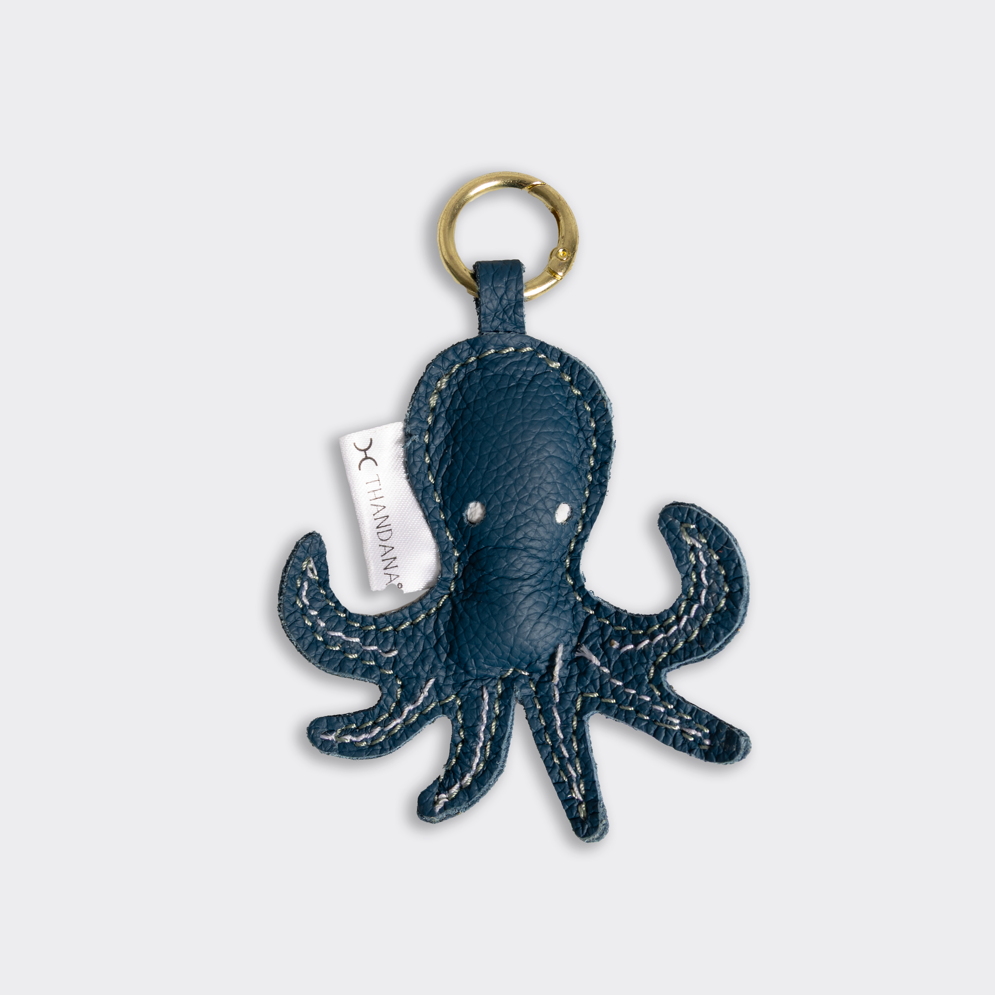 Key Ring Charms | Genuine Leather Blue Octo Leather Key Ring by Thandana