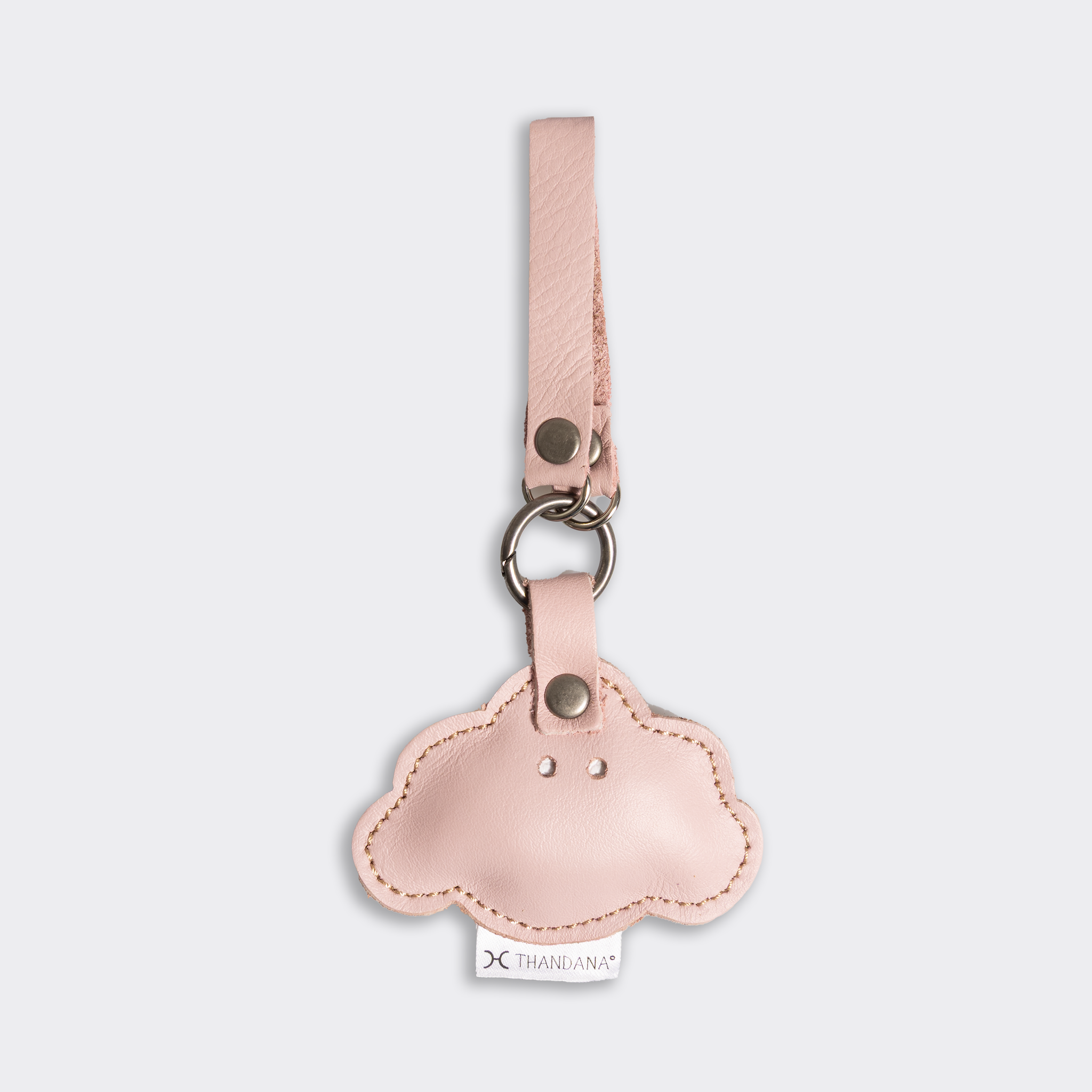 Key Ring Charms | Genuine Leather Blush Happy Cloud Leather Key Ring by Thandana