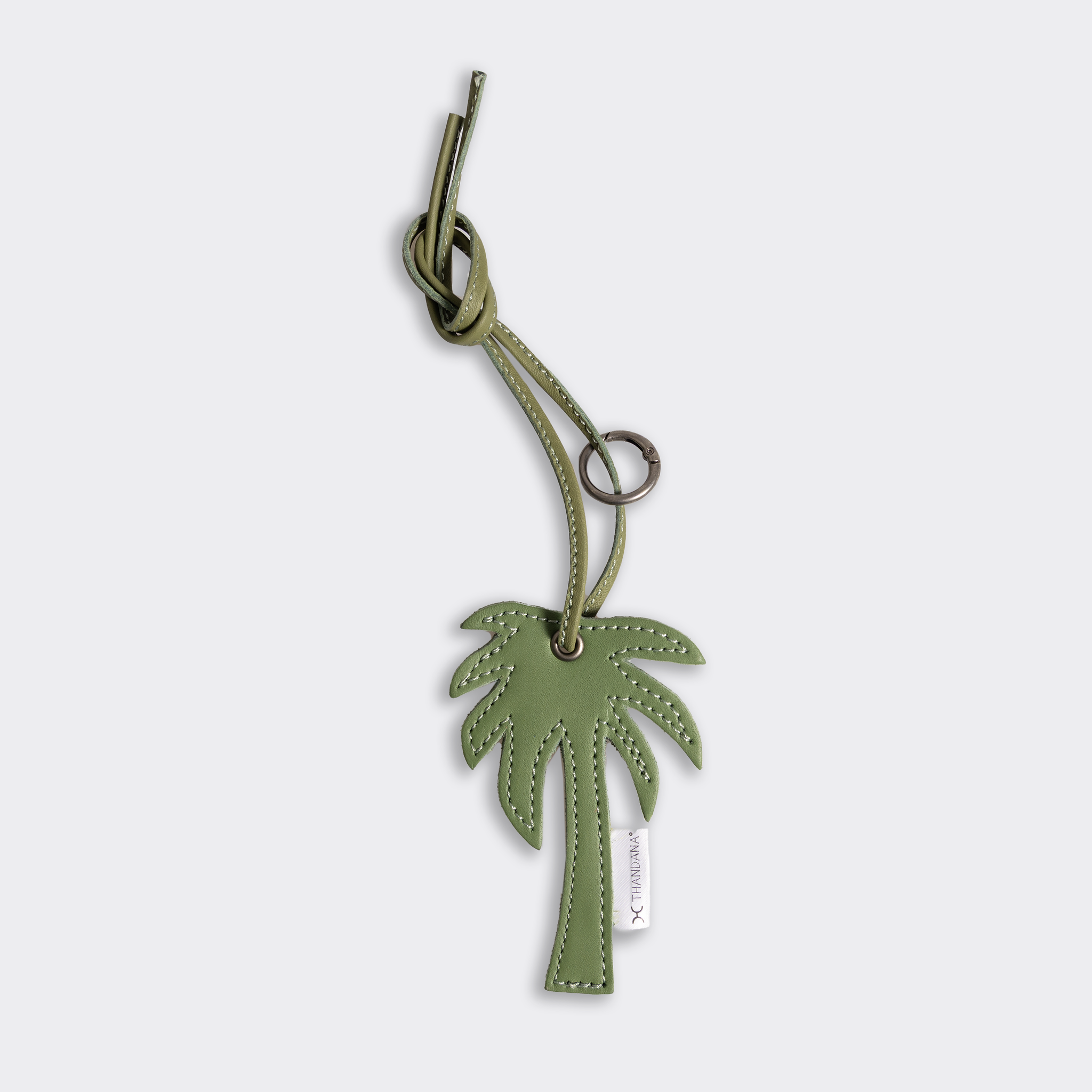 Key Ring Charms | Genuine Leather Green Palm Tree Leather Key Ring by Thandana
