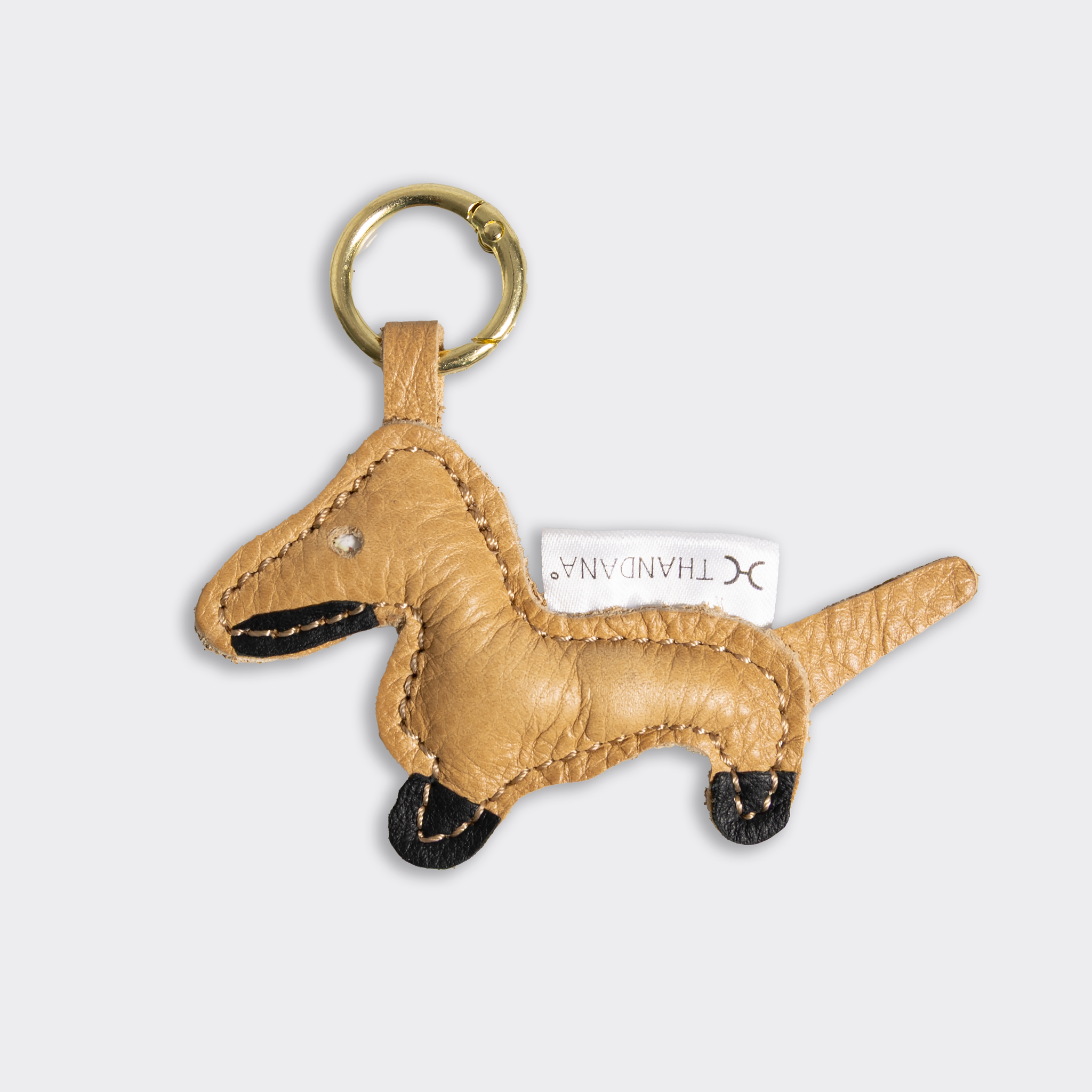 Key Ring Charms | Genuine Leather Hazelnut Pouchie Leather Key Ring by Thandana