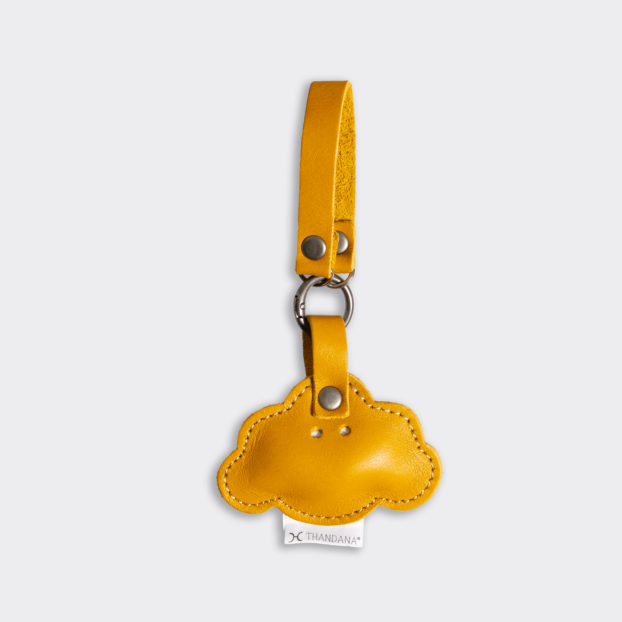 Key Ring Charms | Genuine Leather Mustard Happy Cloud Leather Key Ring by Thandana