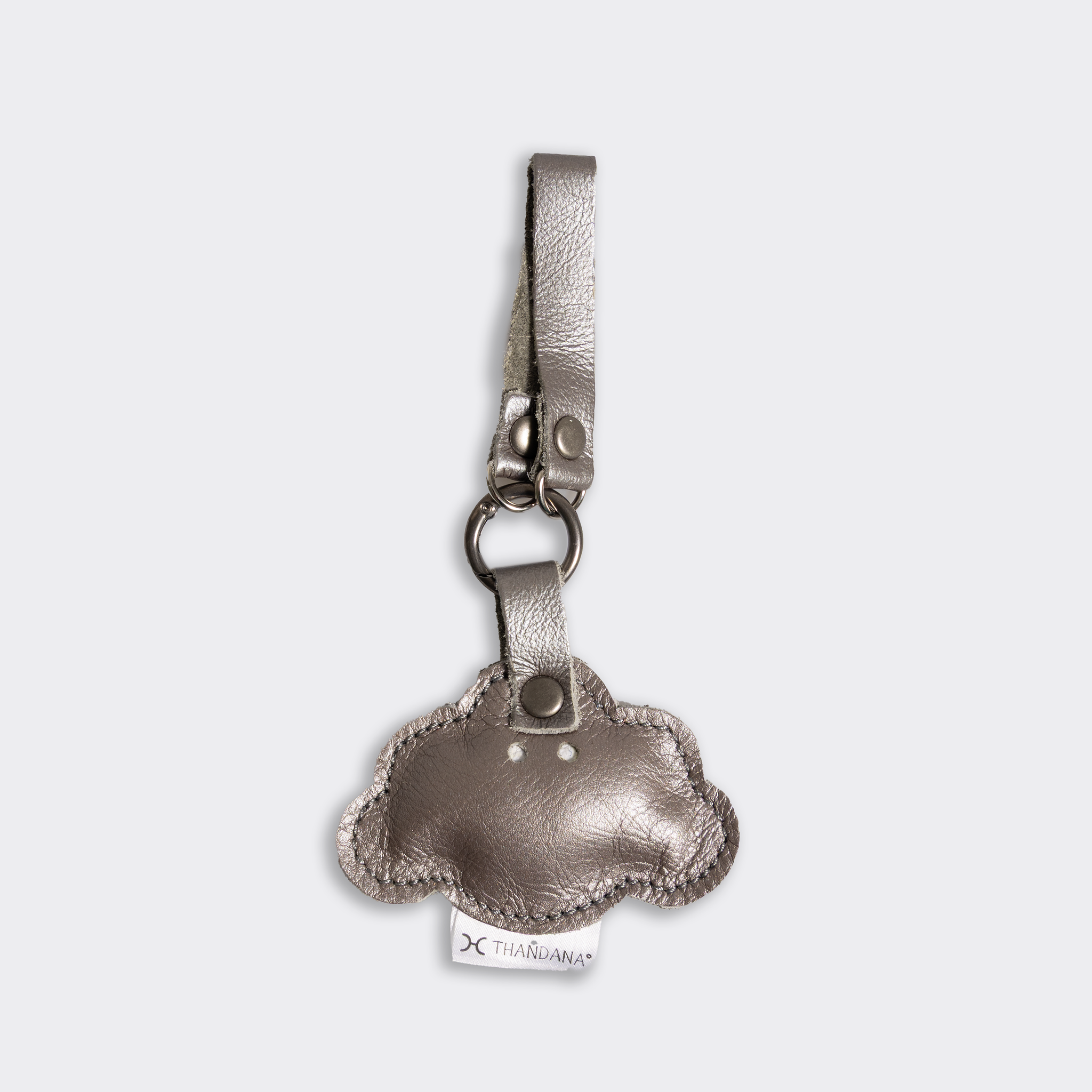 Key Ring Charms | Genuine Leather Pewter Happy Cloud Leather Key Ring by Thandana