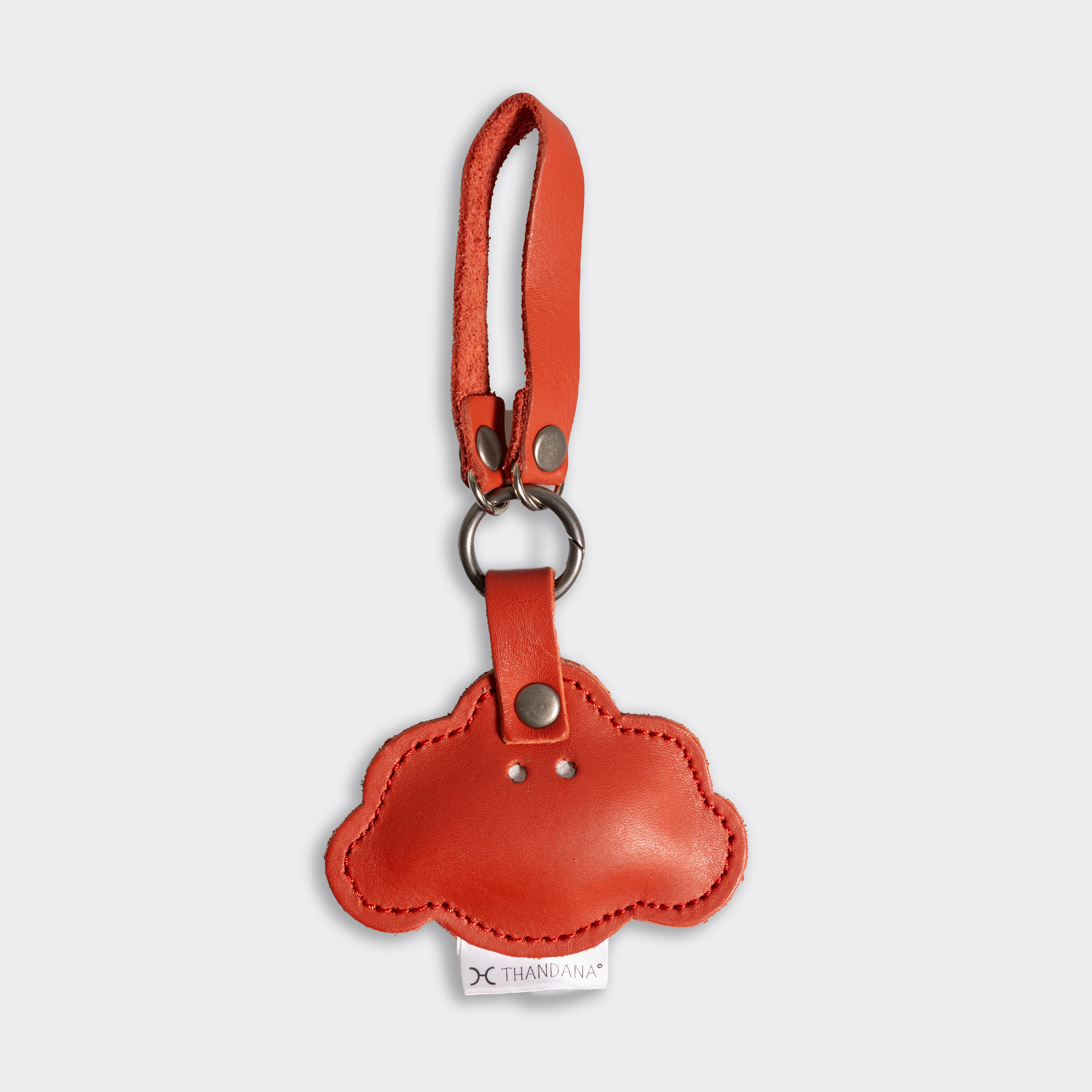 Key Ring Charms | Genuine Leather Red Happy Cloud Leather Key Ring by Thandana