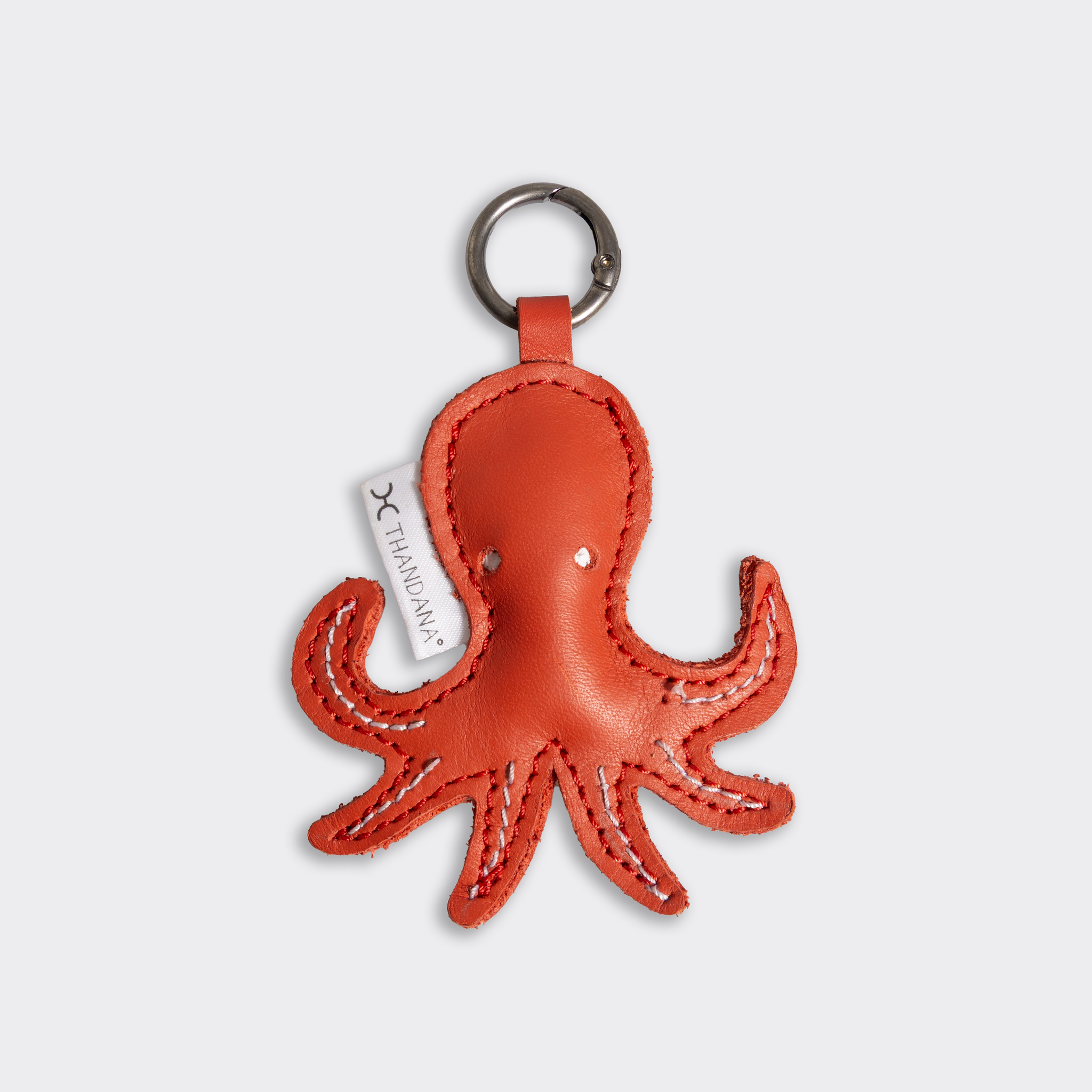 Key Ring Charms | Genuine Leather Red Octo Leather Key Ring by Thandana