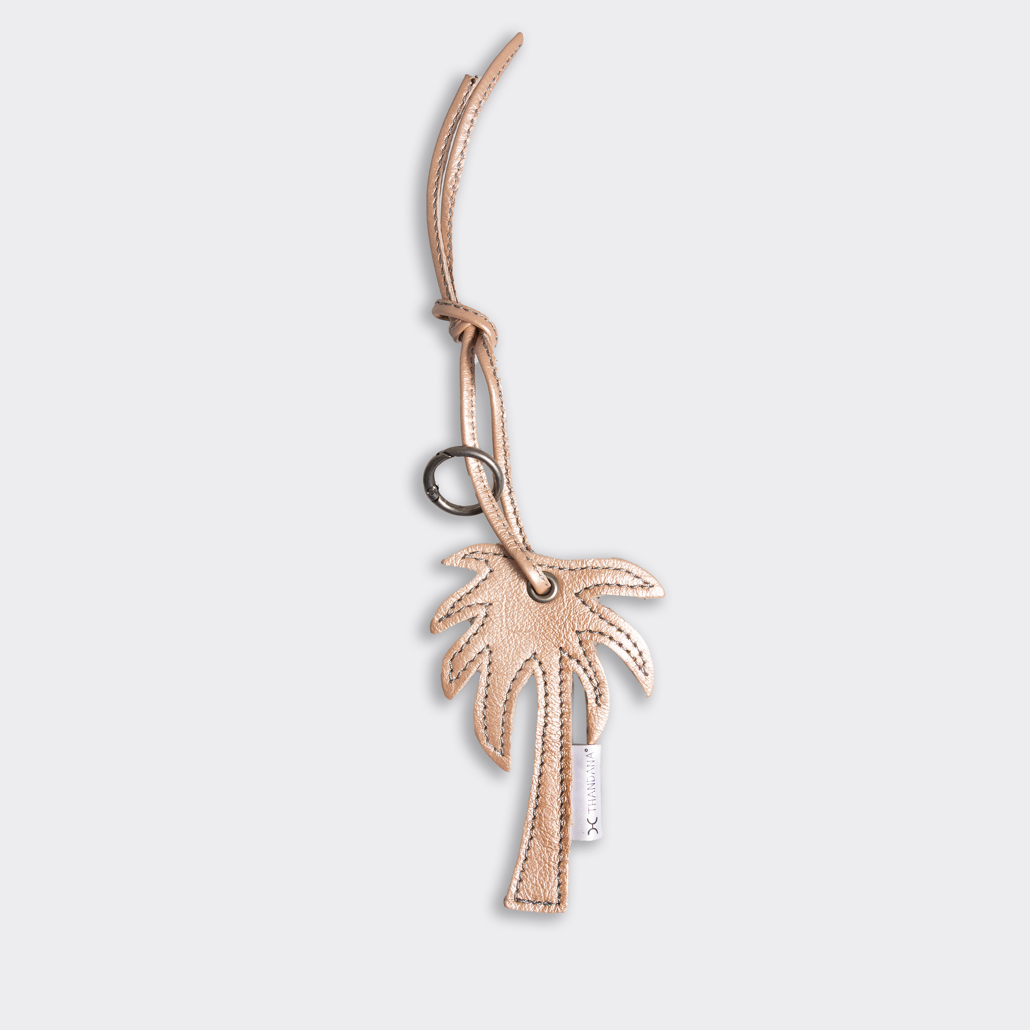 Key Ring Charms | Genuine Leather Rose Gold Palm Tree Leather Key Ring by Thandana