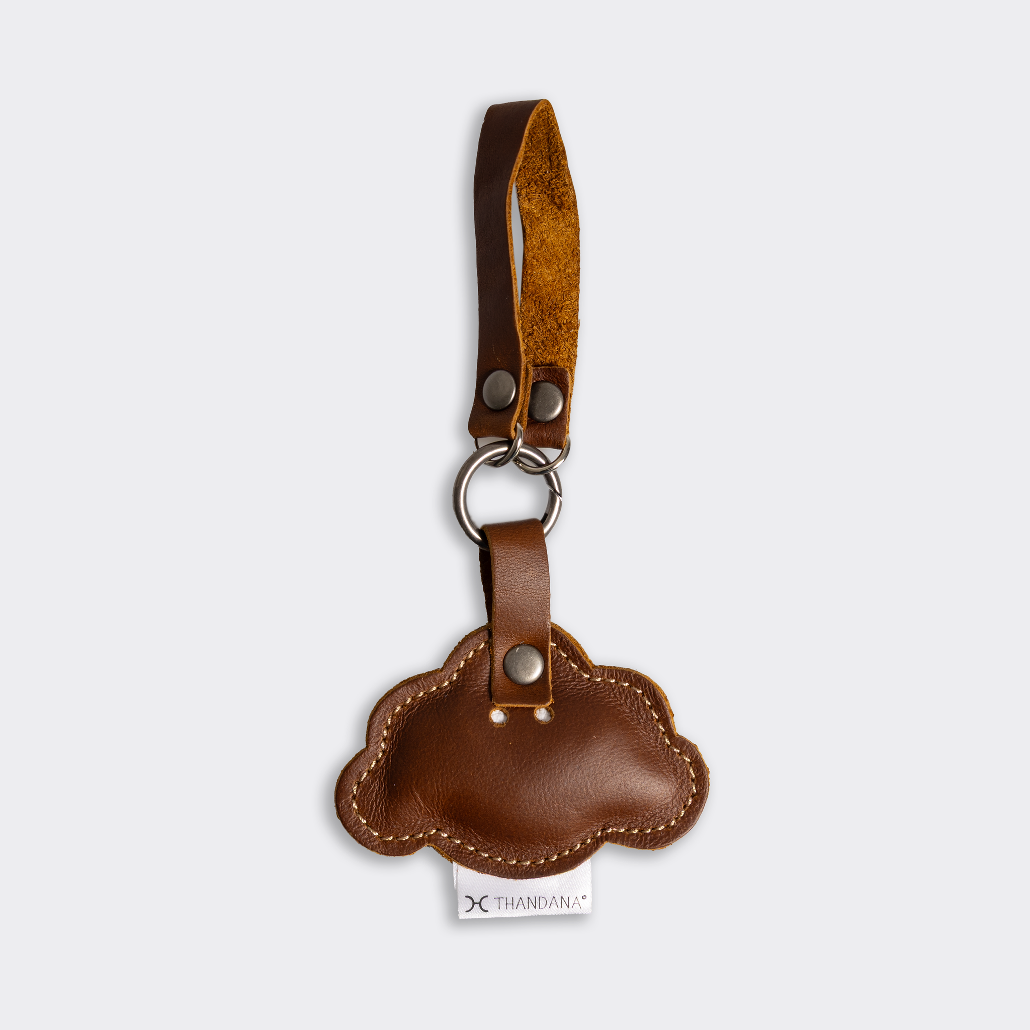 Key Ring Charms | Genuine Leather Tobac Happy Cloud Leather Key Ring by Thandana