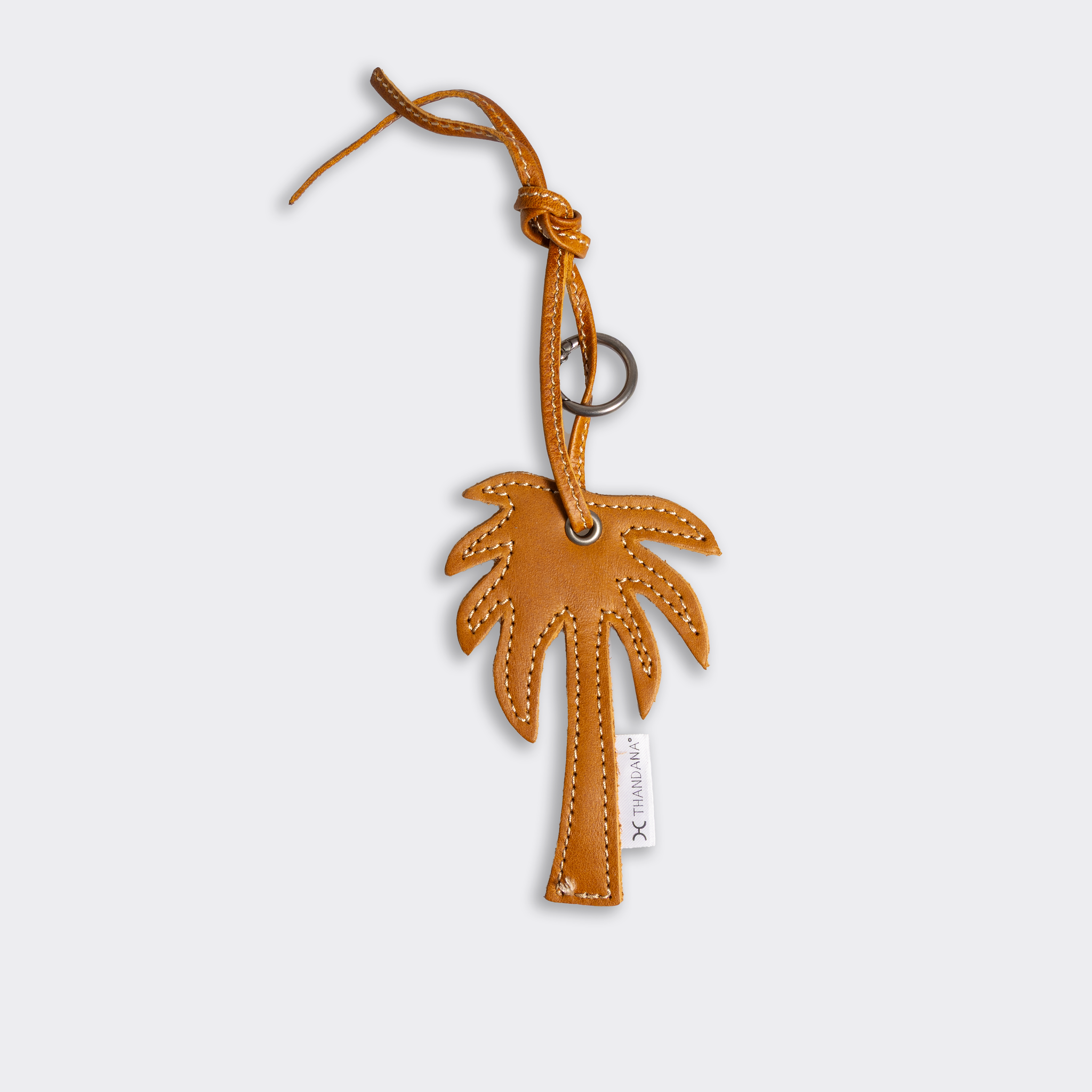Key Ring Charms | Genuine Leather Tobac Palm Tree Leather Key Ring by Thandana