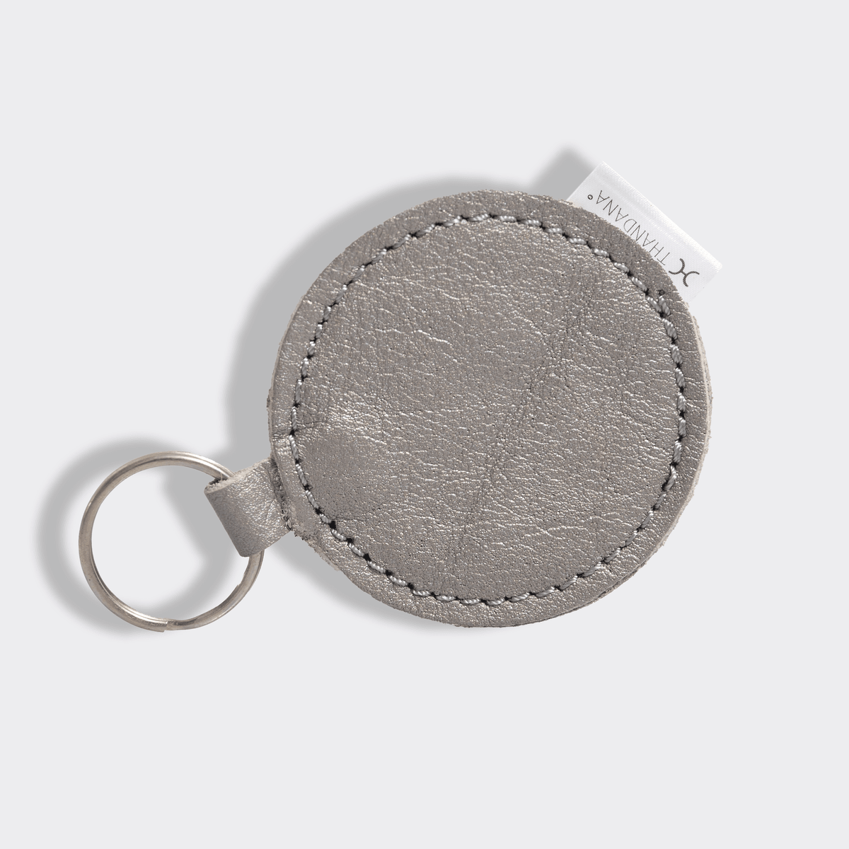 Key Ring Disc | Genuine Leather Pewter Leather Key Ring by Thandana