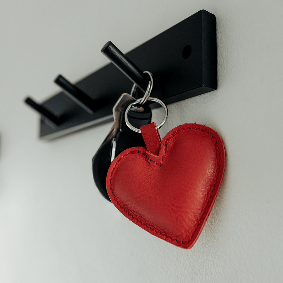 Key Ring Heart | Genuine Leather Red Leather Key Ring by Thandana