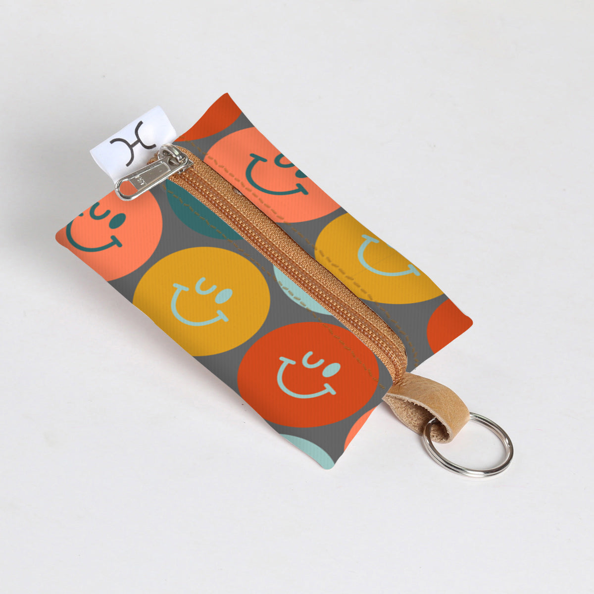 Key Ring | Laminated Fabric Smiley - Jet Key Ring by Thandana