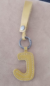Key Ring Letters | Genuine Leather j Key Ring / Aqua Leather Key Ring by Thandana