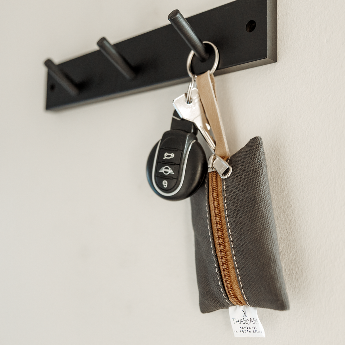 Key Ring | Wax Canvas with Genuine Leather Key Ring by Thandana