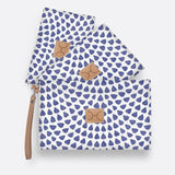 Kids Accessory Pouches 3 in 1 | Laminated Fabric with Genuine Leather Scale Away with me - Dazzling Blue / Chunky Zip