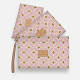 Kids Accessory Pouches 3 in 1 | Laminated Fabric with Genuine Leather Nova - Blush / Chunky Zip Pouch by Thandana