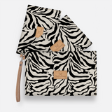 Kids Accessory Pouches 3 in 1 | Laminated Fabric with Genuine Leather Nomad Stripe - Pitch / Chunky Zip Pouch