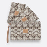 Kids Accessory Pouches 3 in 1 | Laminated Fabric with Genuine Leather Python - Moody / Chunky Zip Pouch by Thandana