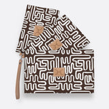 Kids Accessory Pouches 3 in 1 | Laminated Fabric with Genuine Leather Geo - Black / Chunky Zip Pouch by Thandana